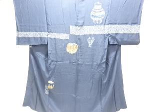 アンティーク　絞り茶道具模様男物長襦袢